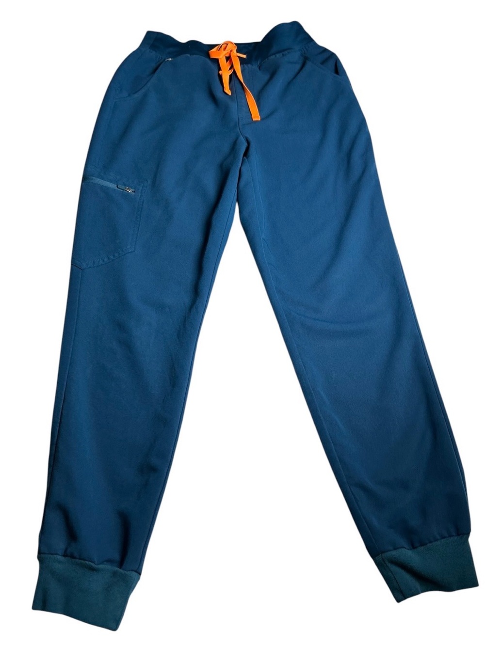 FIGS Zamora Jogger Scrub Pants Women Small Po 4774 ?blue With Orange Drawstring